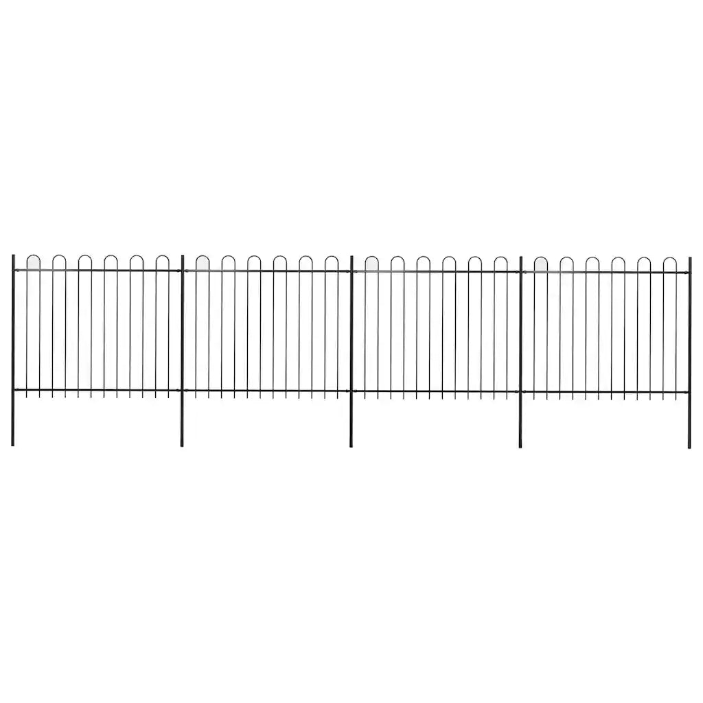 Recinzione da Giardino con Parte Superiore ad Anello in Acciaio 714,5x150 cm Nero 277677