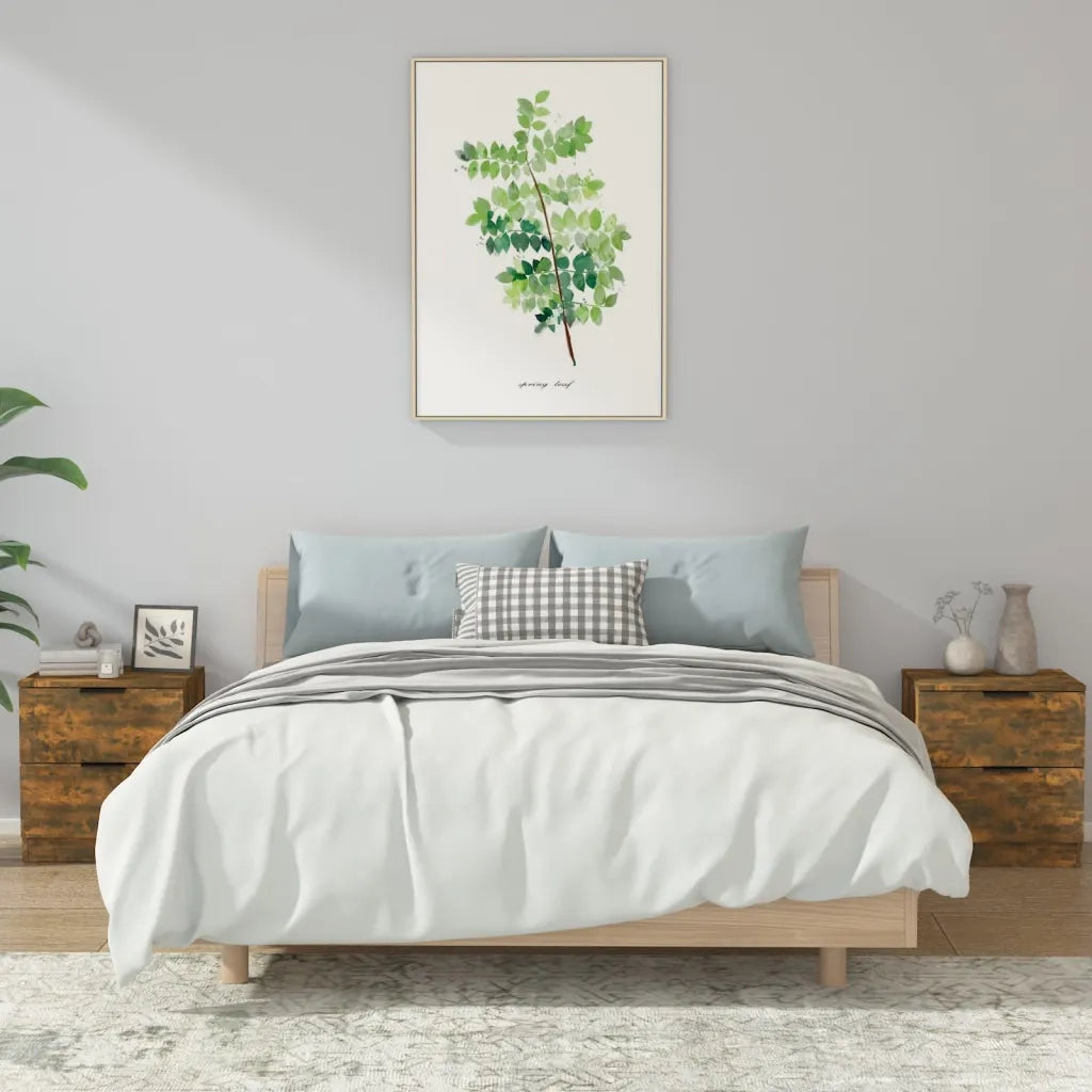 Comodini 2 pz Rovere Fumo in Legno Multistrato 817034