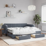 Divano Letto Estraibile Cassetti-Sofa Letto-Daybed Grigio Scuro 90x200cm Velluto 841631