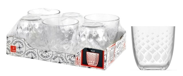 BORMIOLI ROCCO GLIT SET DA 6 BICCHIERI PER ACQUA DA 29,5 CL