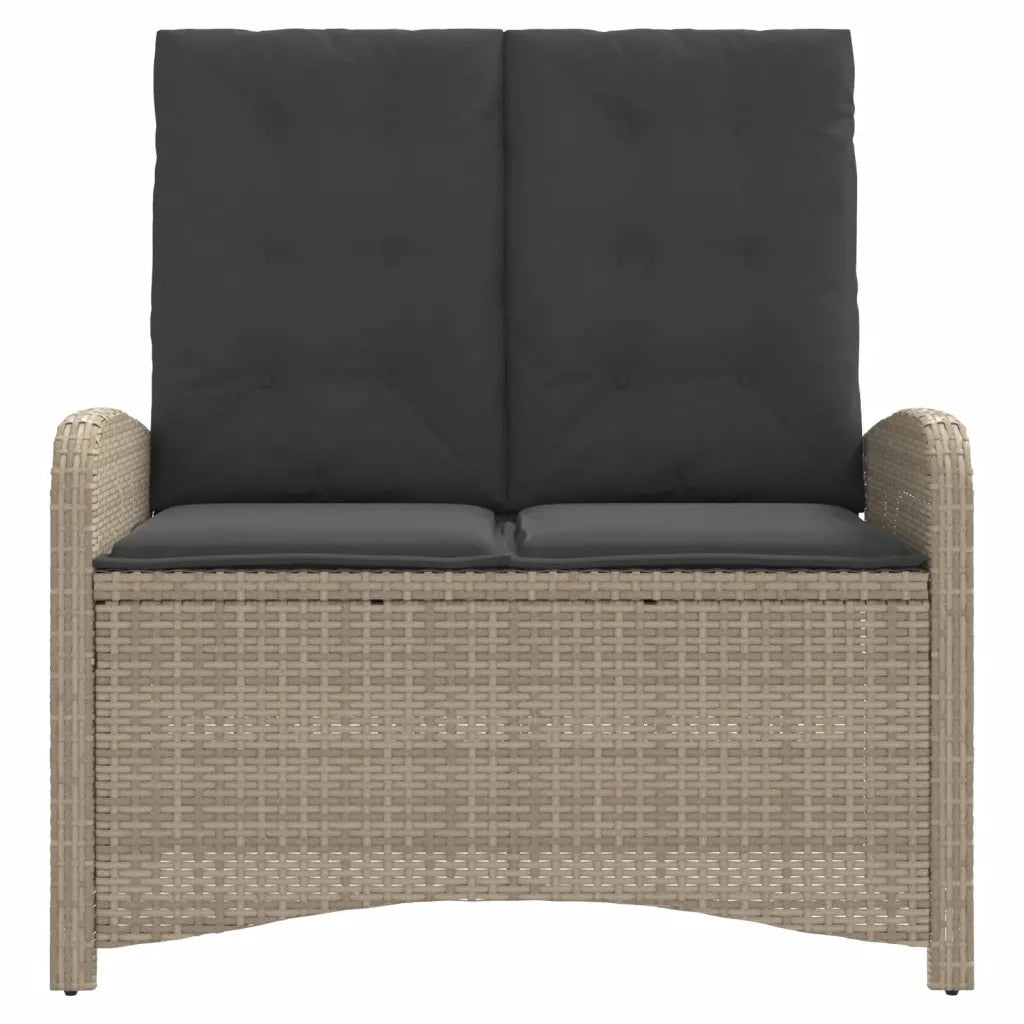 Panchina Reclinabile Giardino | Panca da Giardino con Cuscini Grigio Chiaro Polyrattan