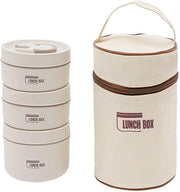 Set di 3 contenitori termici in acciaio inossidabile con borsa, contenitore termico per alimenti, contenitore per alimenti riscaldanti impermeabile per uso domestico, ufficio, picnic (beige - 2 * 440 ml e 1 * 600 ml)