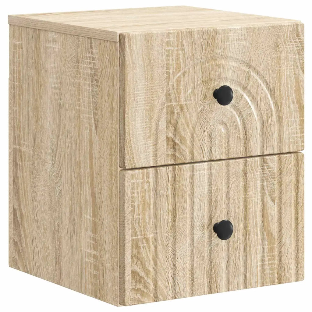Comodino | Armadio da Notte | Mobiletto da notte a muro Rovere Sonoma 33 x 34,5 x 40 cm