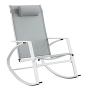 Poltrona a Dondolo da Giardino 60,5x107x95h cm in Acciaio e Textilene Demid Bianco