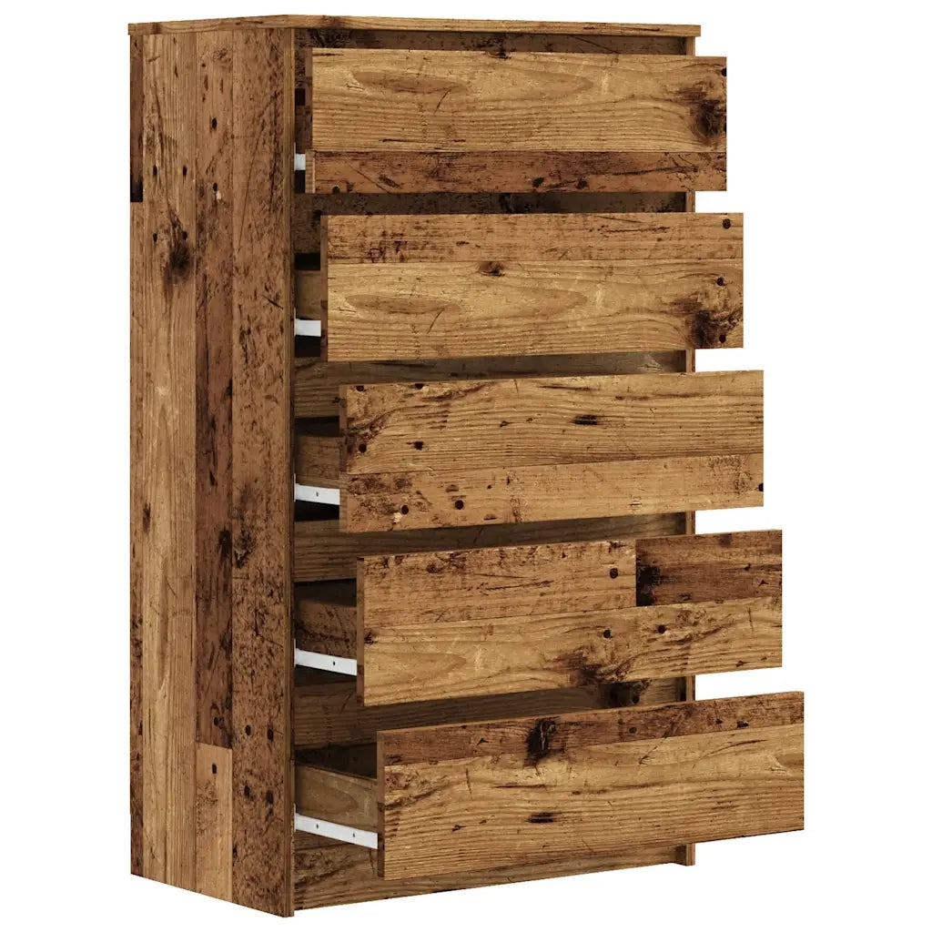 Cassettiera Legno Antico 60x36x103 cm in Legno Multistrato