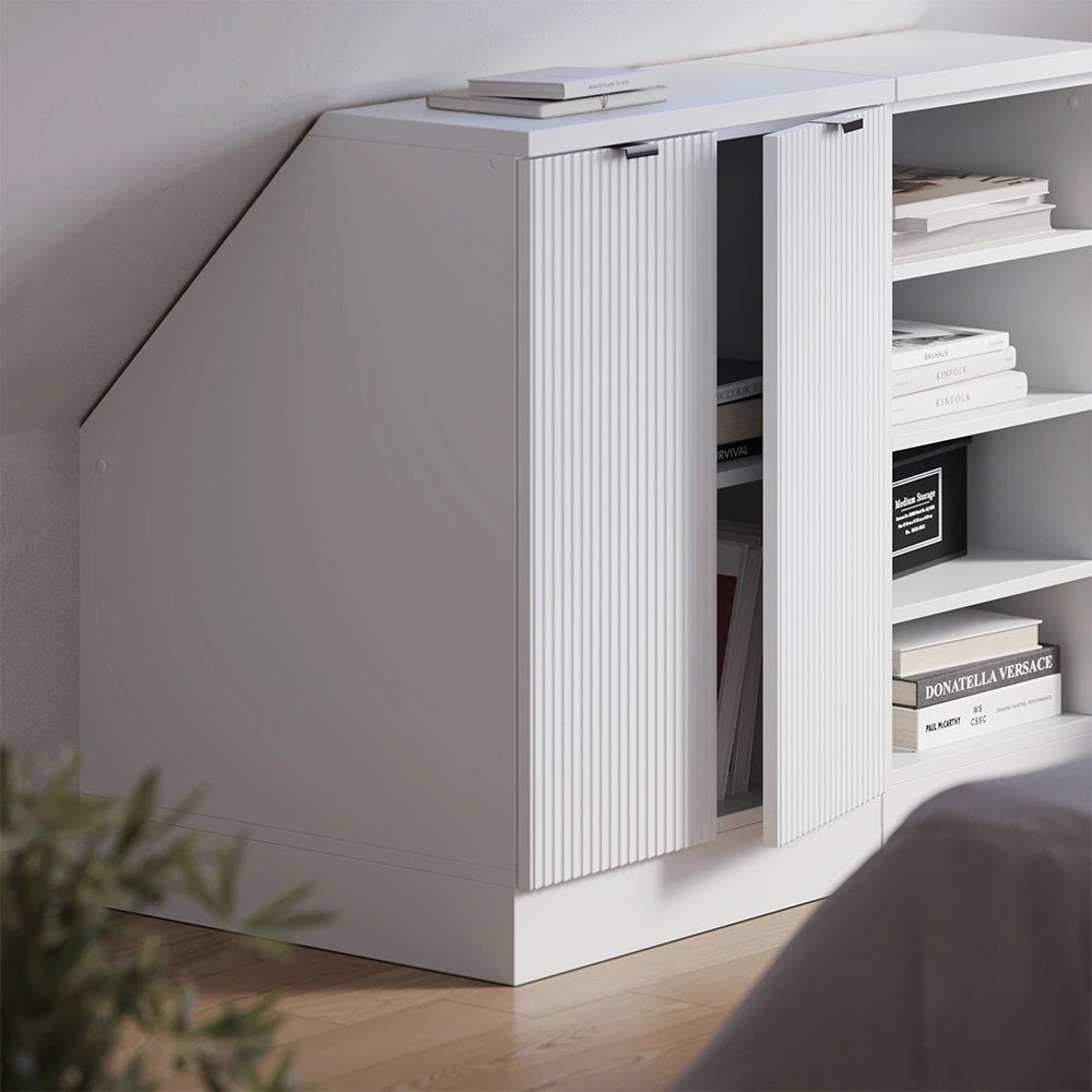 Mobile cucina sottotetto R-Line Ondulazione bianca/Bianco 60 cm con 2 porte, carcassa 60 cm profondità Vicco