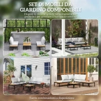 Set da Giardino 4 Pezzi con 2 Divanetti 2 Posti e 2 Tavolini in Metallo e Legno Composito, Grigio Nero e Teak