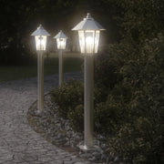 vidaXL Lampade da Terra per Esterni 3 pz Argento 80 cm in Acciaio Inox