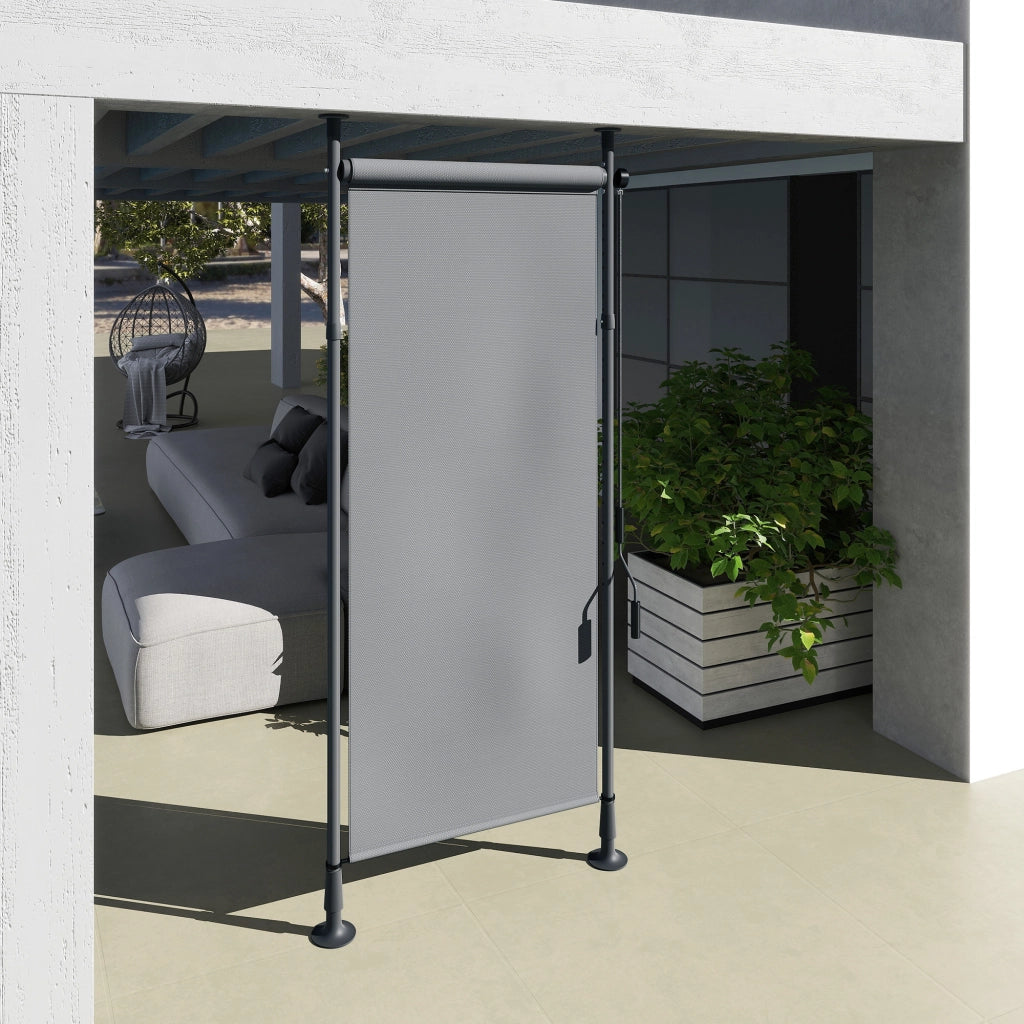 Tenda da sole esterna regolabile ¨C zephmum ¨C alluminio 120x220-310cm grigio scuro