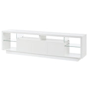 Mobile TV con 3 ante e vani aperti; LED integrata - per soggiorno - 200x38x55 cm - bianco
