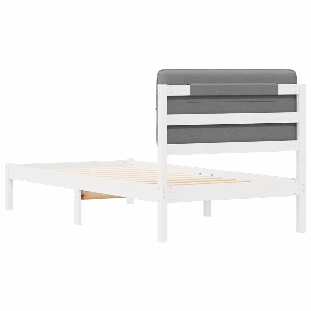 Letto con Testiera Rivestita Grigio chiaro 75 x 190 cm