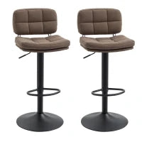 Set 2 Sgabelli Bar Moderni e Girevoli con Schienale e Poggiapiedi, Sgabelli da Cucina con Altezza Regolabile, Rivestimento Pelle PU e Imbottitura, 41.5x45x85-107cm