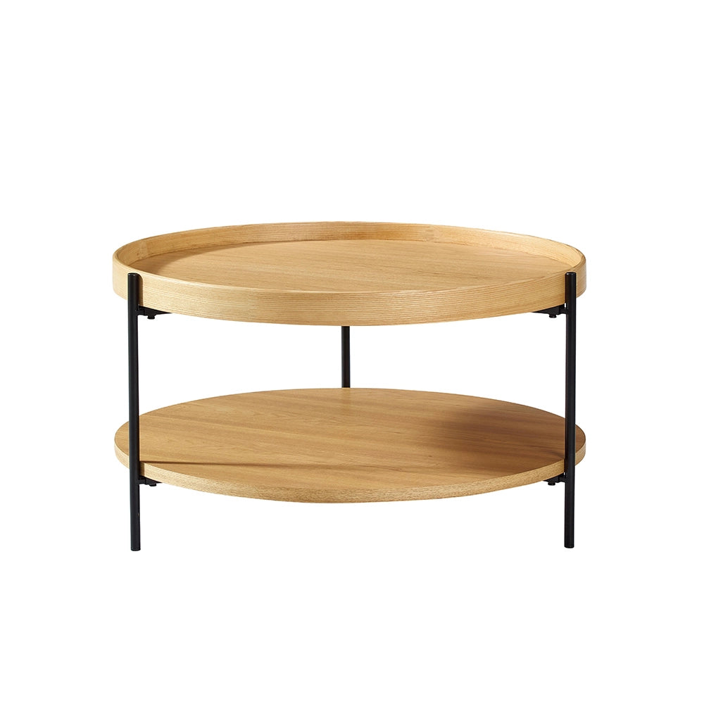 Tavolino moderno a due livelli - Xylo - 69*69*38 - Legno e ferro
