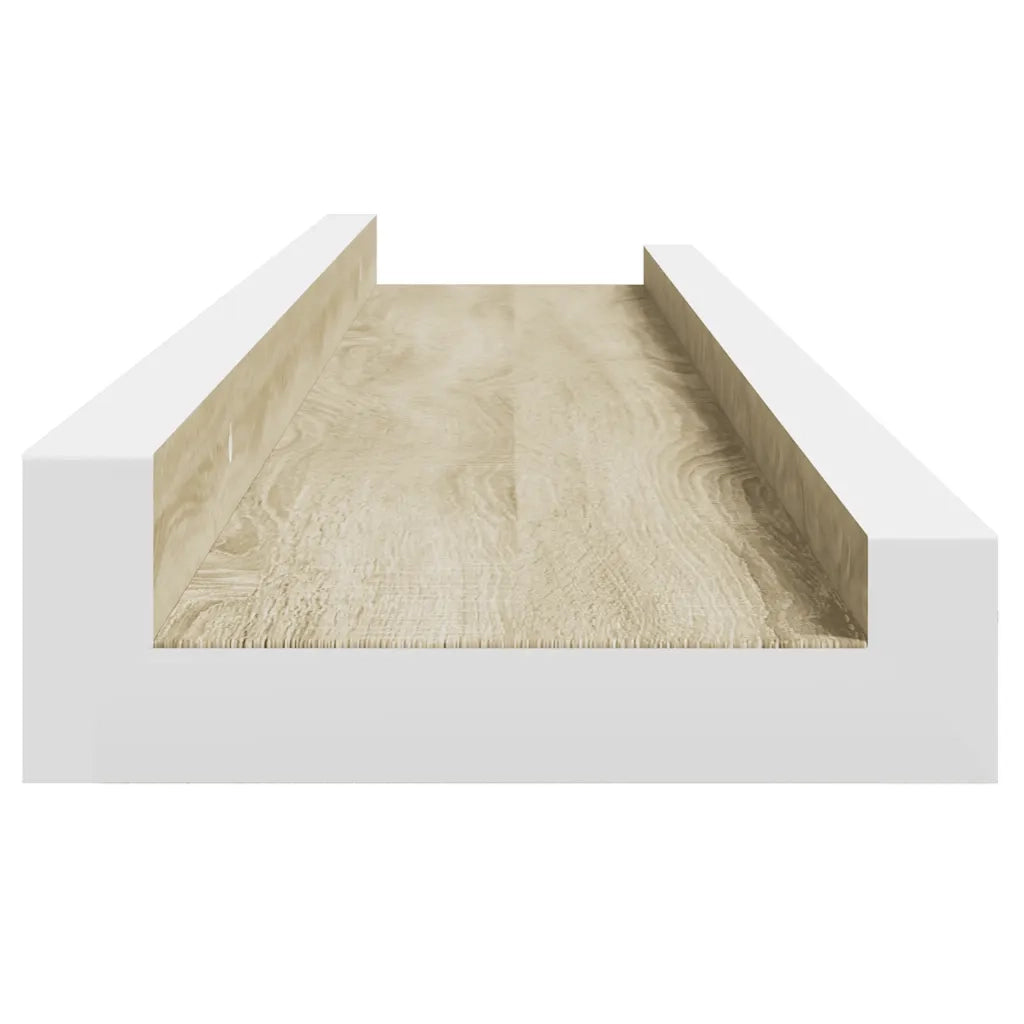 2 pz Mensole da Parete | Scaffali a Parete | Ripiano a parete Bianco e Rovere Sonoma 60x9x3 cm