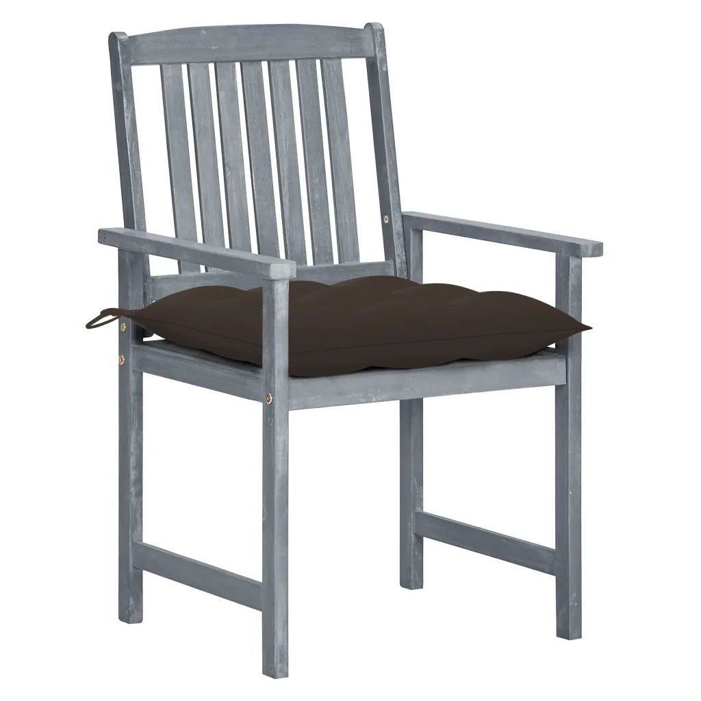 Sedie da Giardino con Cuscini 4 pz in Massello di Acacia Grigio cod mxl 13556