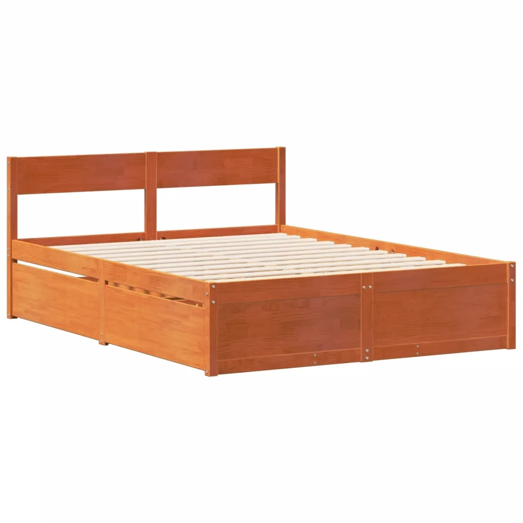 vidaXL Letto senza Materasso Marrone Cera 160x200 cm in Legno di Pino