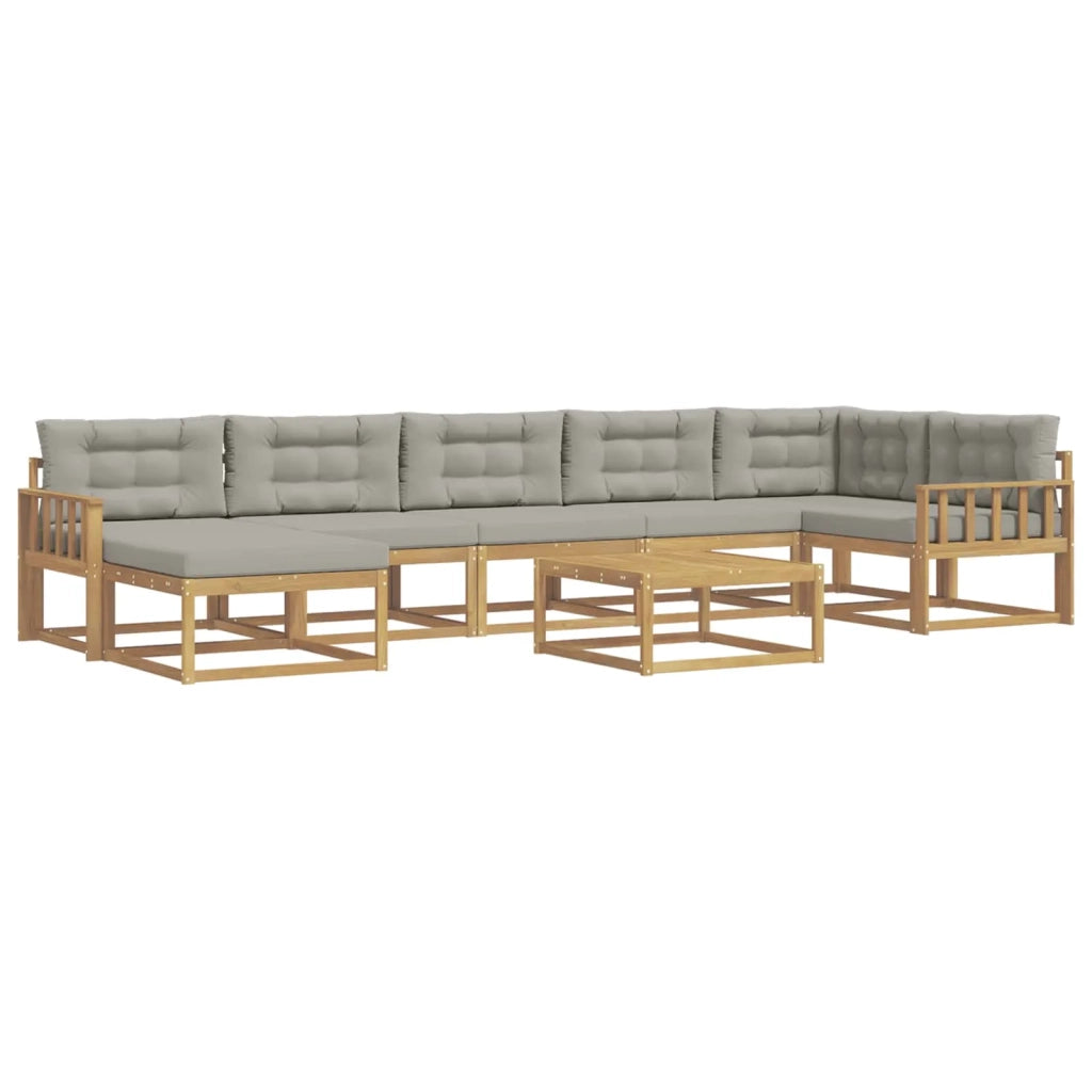 Set di divani da esterno 8 pcs Bianco e Grigio Chiaro