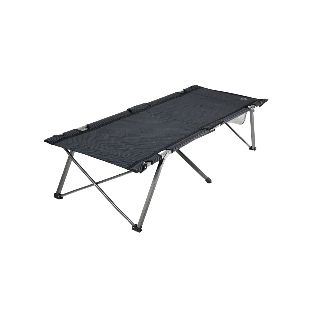 Lettino da campeggio pieghevole - O'camp - Con borsa di trasporto - Nero - Dimensioni 207 x 75 x 50 cm