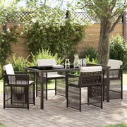 Set da Pranzo da Giardino 5 Pezzi con Cuscini Marrone Rattan Polietilene