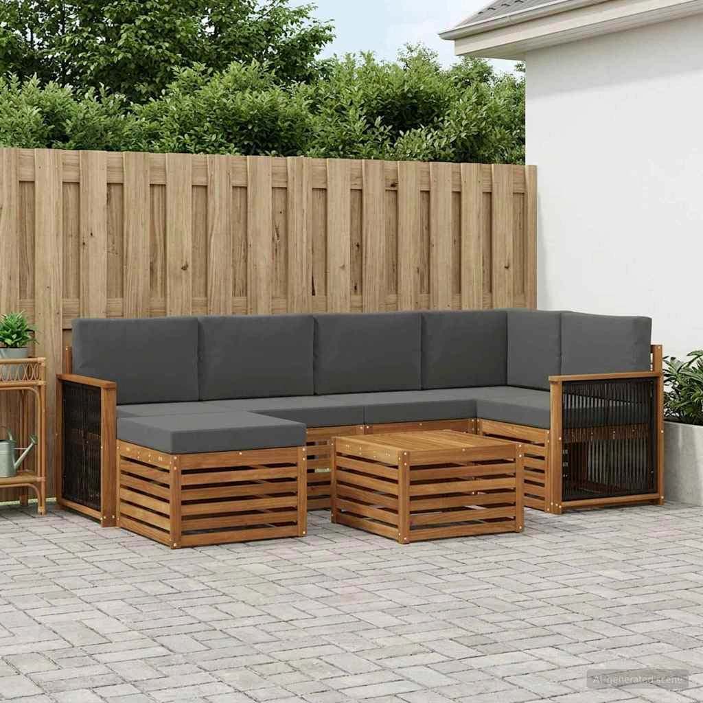 Set di divani da esterno 6 pz Naturale e Antracite 3384593