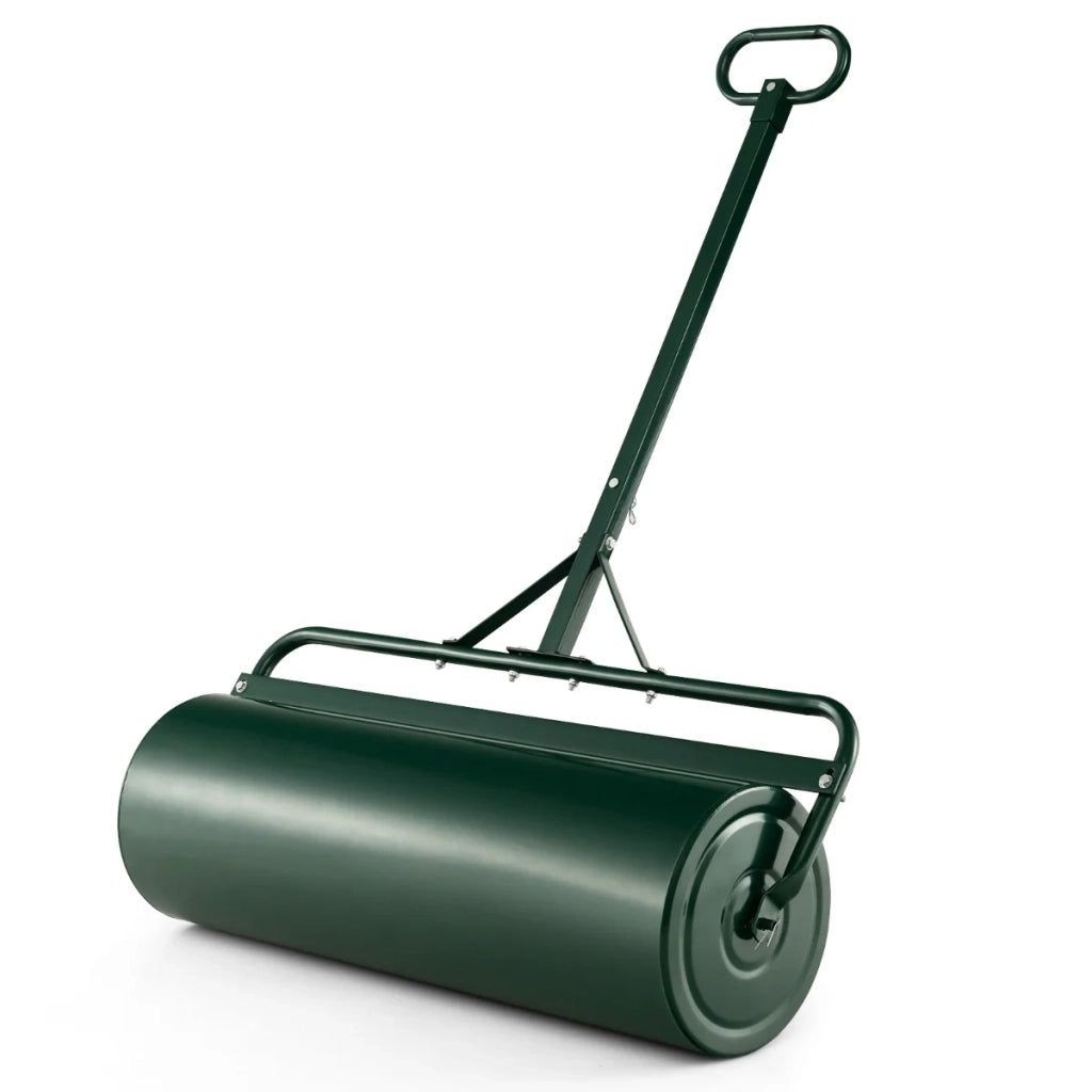 Rullo per prato da giardino 99 x 30 x 137 cm grande capacità 63L leggero e pratico metallo verde 20_0018463