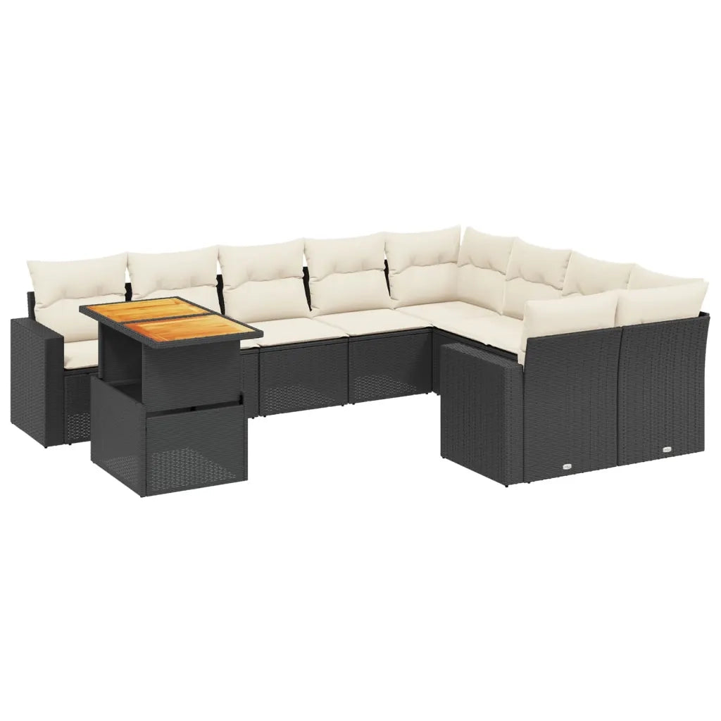 Set Divani da Giardino 10pz con Cuscini in Polyrattan Nerocod mxl 88719