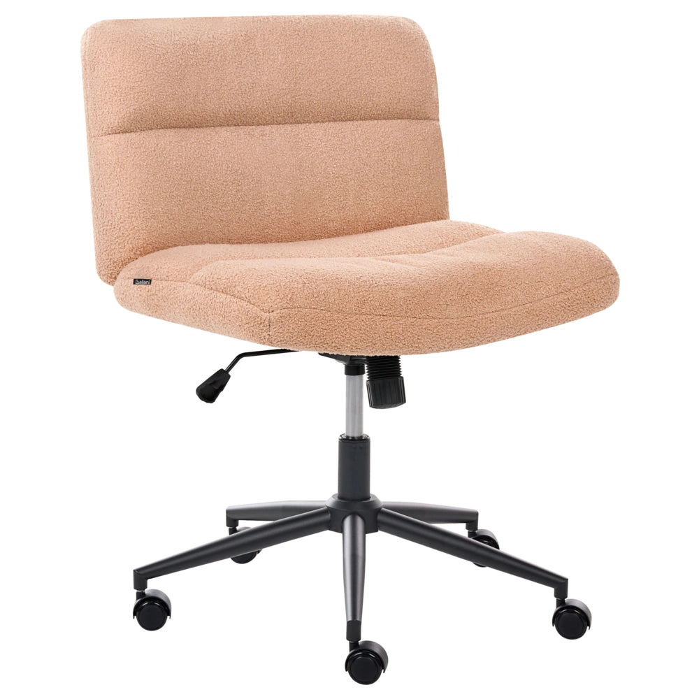 Sedia da scrivania per ufficio rosa pesca Boucle Teddy Rivestimento ampio senza braccioli Seduta pneumatica Base girevole Inclinabile