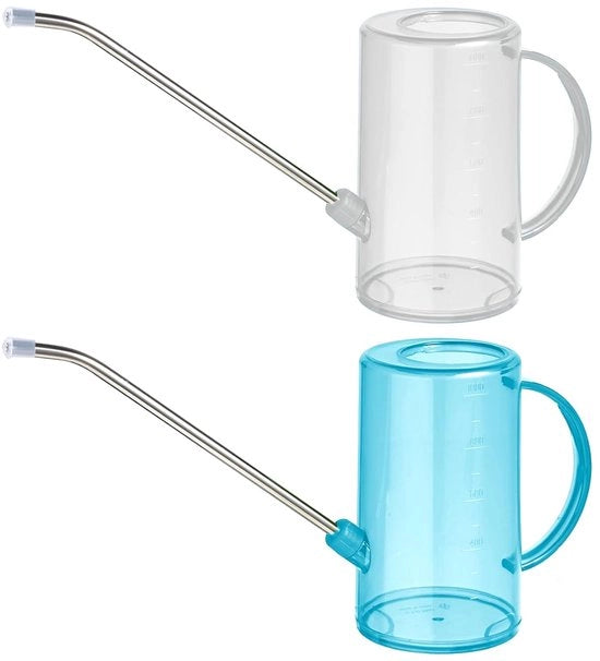 Giardiniere in plastica e acciaio inossidabile - idonea giardiniere per interni ed esterni - 2 pezzi - bianco e blu