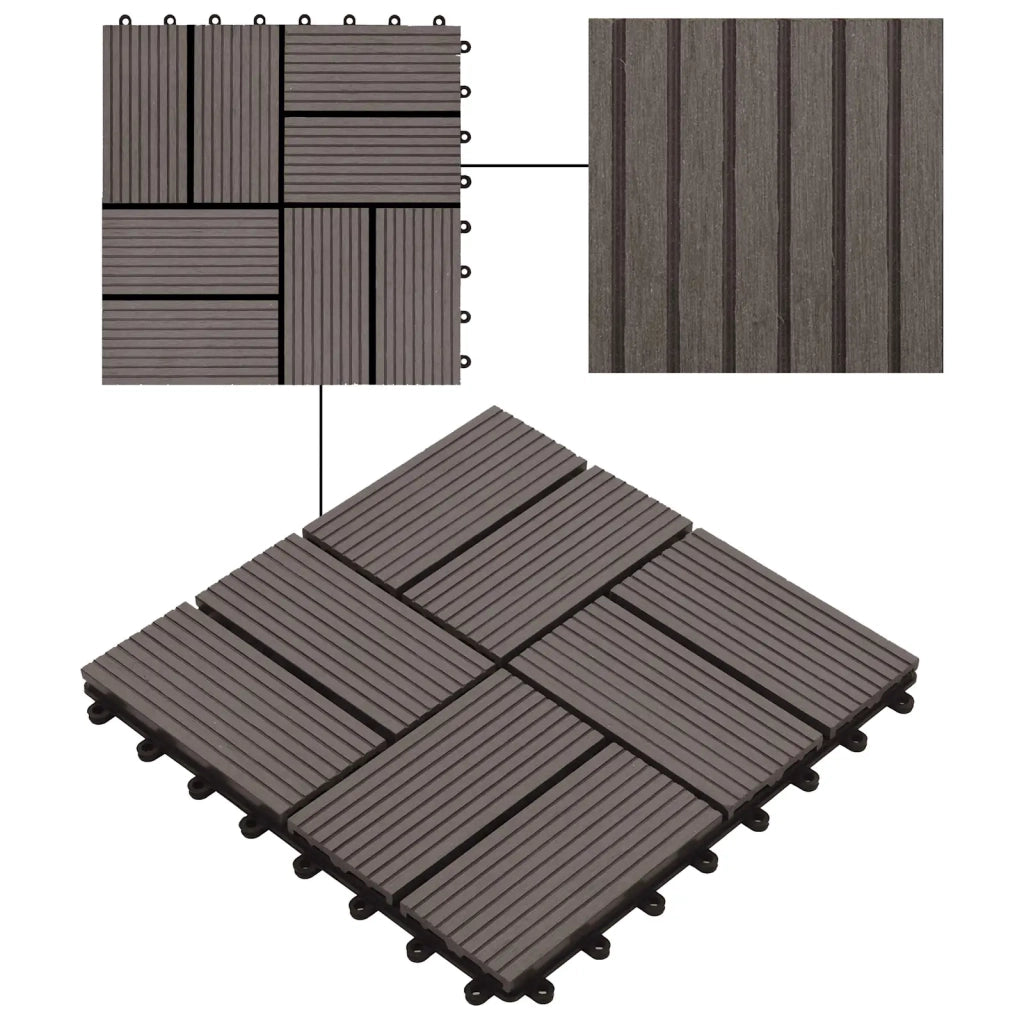 Piastrella per Decking 11 pz Marrone Scuro 30 x 30 cm WPC CFW8295020