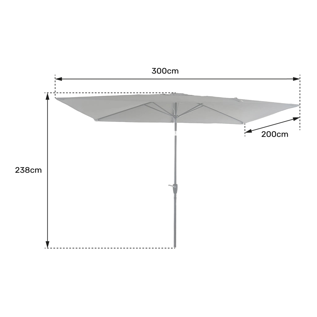 HAPUNAOmbrello rettangolare diritto 2x3m grigio