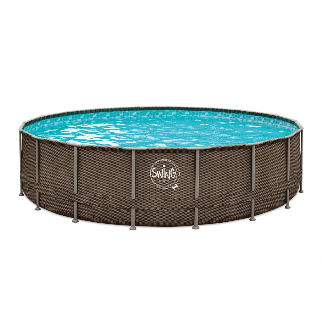 ELITE - PISCINA CON TELAIO IN VIMINI - 5,49 x 1,22 m, Vimini scuro (Doppio Rattan)