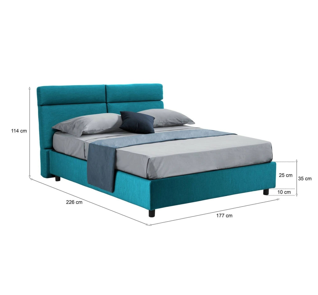 Letto Matrimoniale Ator, Letto Matrimoniale Sfoderabile Made in Italy, Azzurro