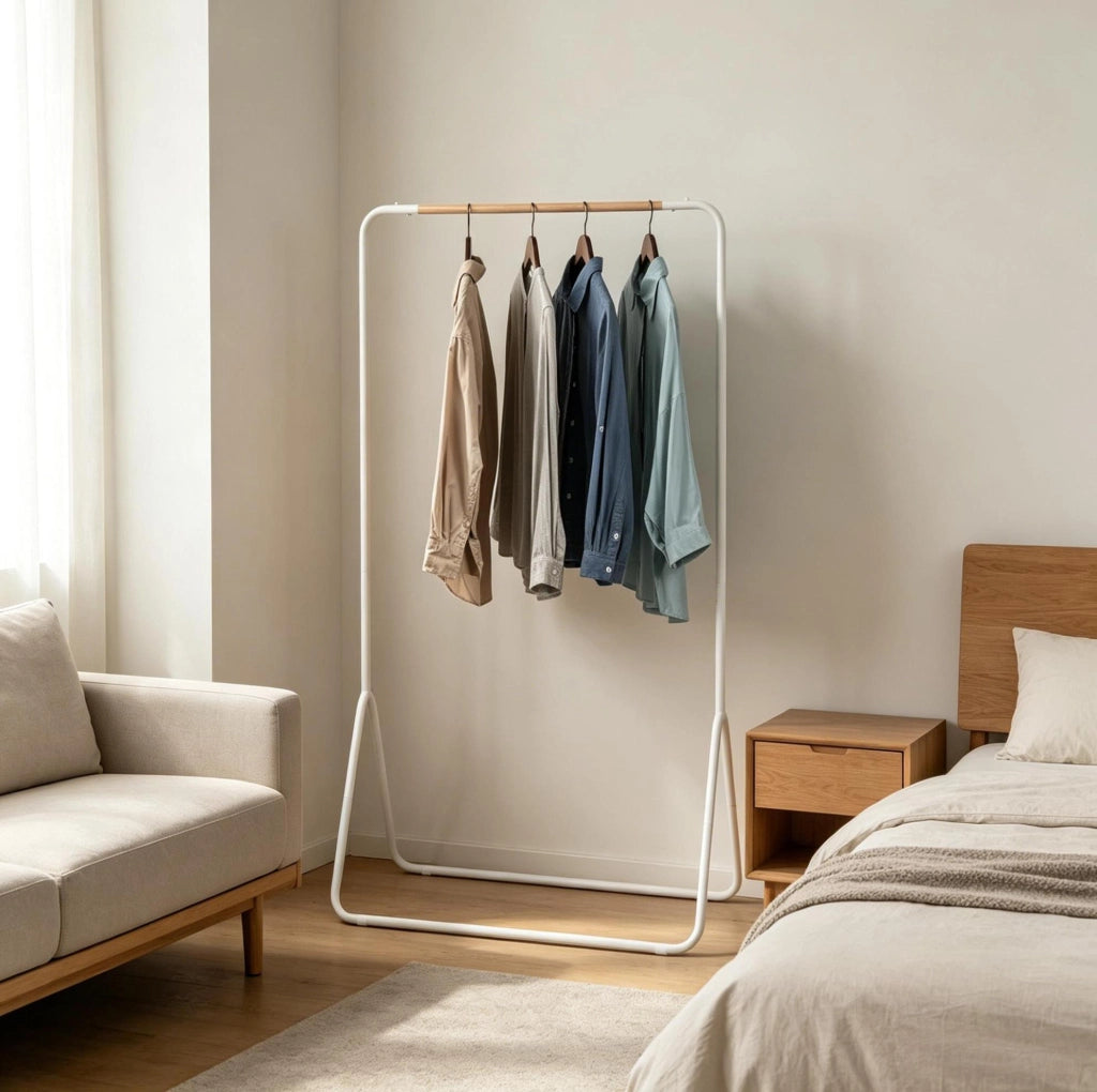 Appendiabiti 80x45x145 cm multifunzionale in metallo bianco