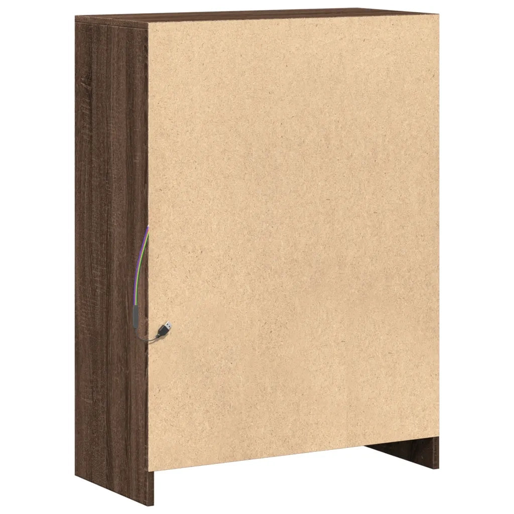 Credenza | Madia | Buffet da pranzo | Armadio da pranzo con LED Rovere Marrone 72x34x100 cm Legno Multistrato
