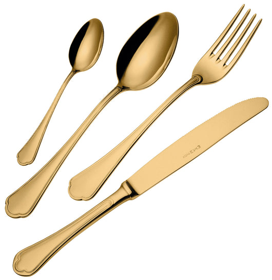 Servizio Set di Posate 24 Pezzi in Acciaio 18/10 PVD Eme Domus Gold