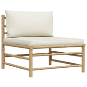 Divano Centrale da Giardino con Cuscini Bianco Crema in BambÃ¹ cod mxl 78633