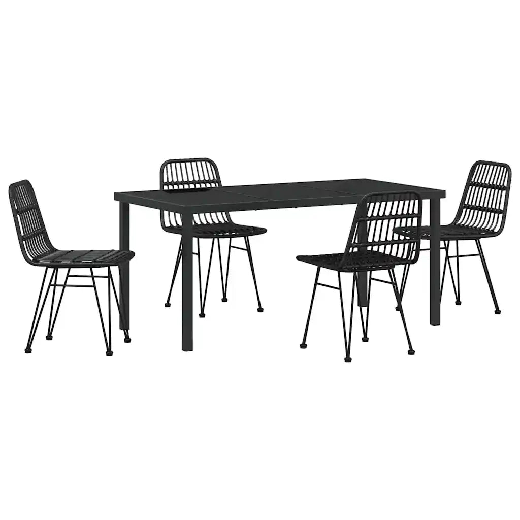 Set da Pranzo per Giardino 5 pcs Nero