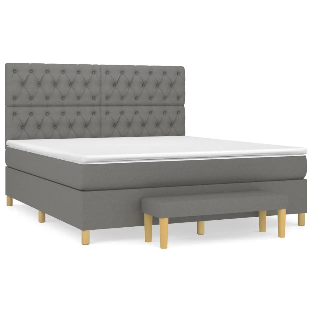 Giroletto a Molle con Materasso Grigio Scuro 160x200 cm Tessuto 3137406