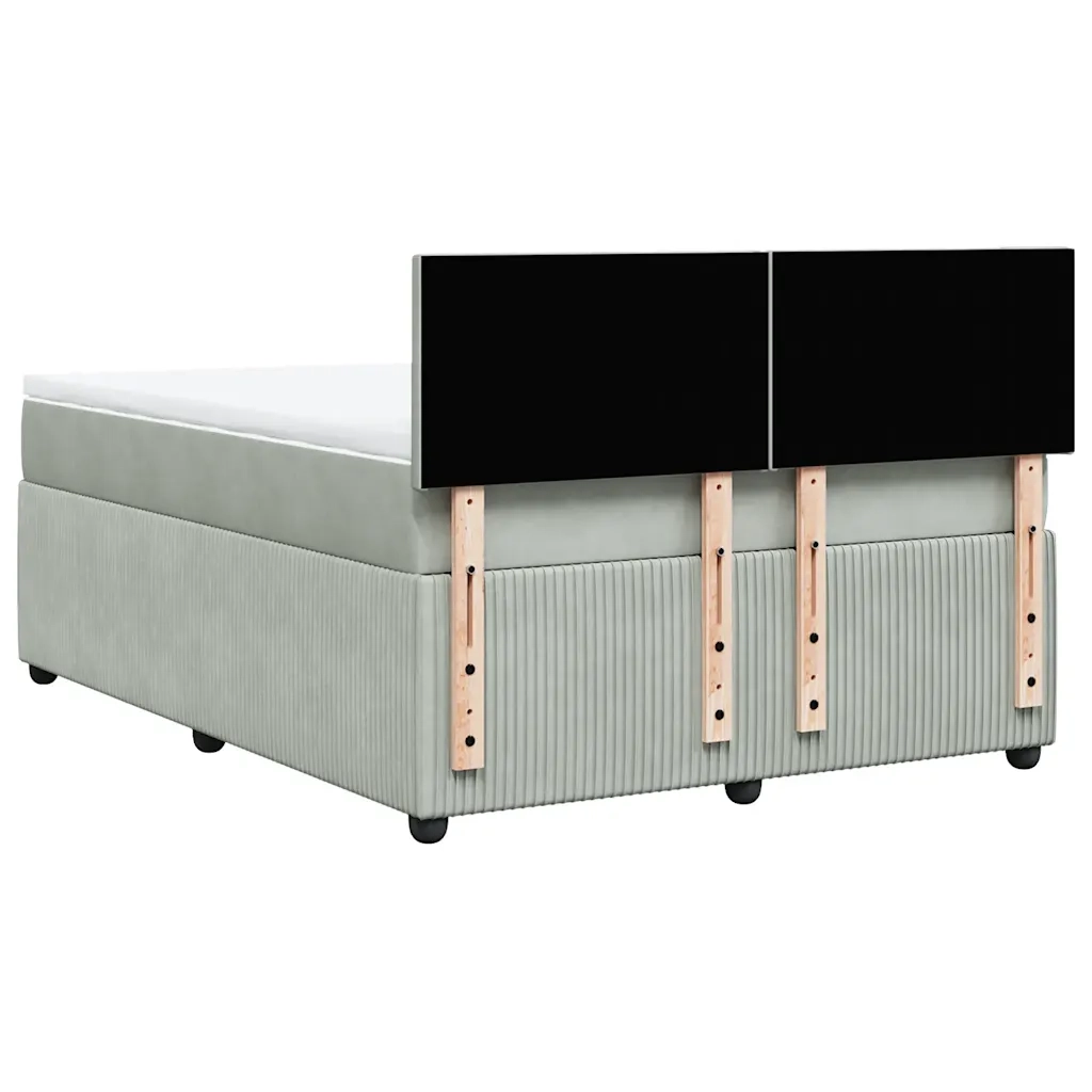 Giroletto a Molle con Materasso Grigio Chiaro 140x190cm Velluto