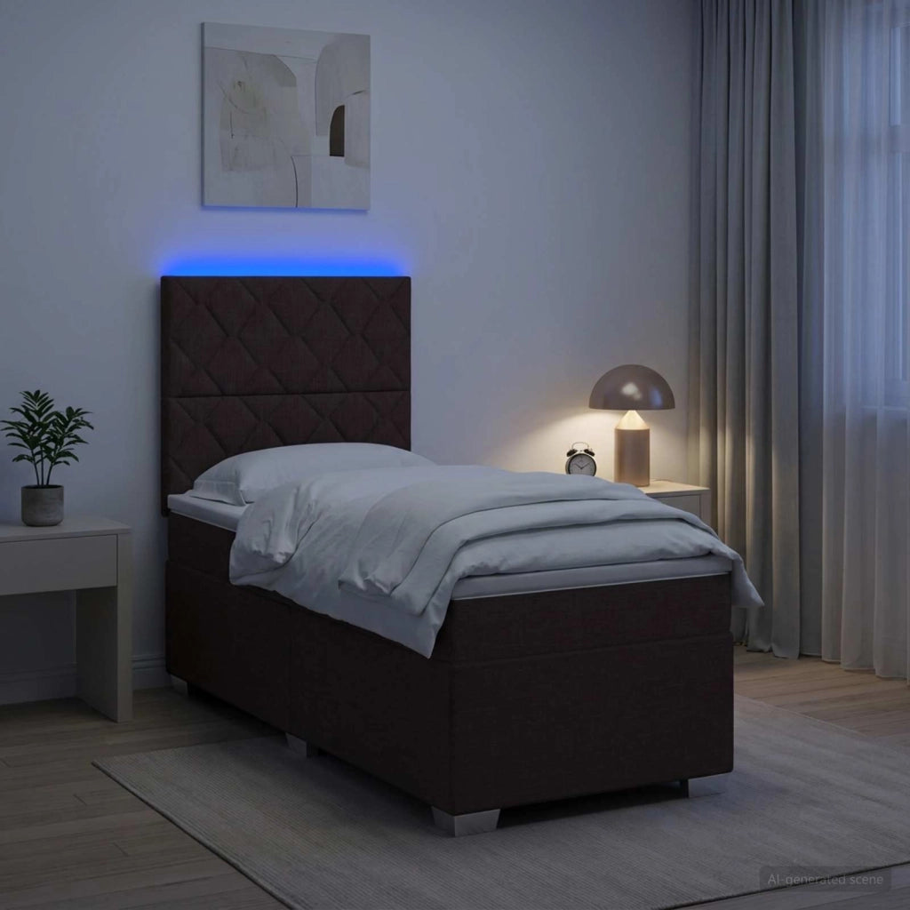 Letto box spring con materasso Marrone Scuro 90 x 200 cm 3454792
