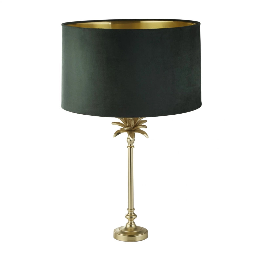 Lampada da tavolo Palm - Ottone satinato e paralume in velluto verde