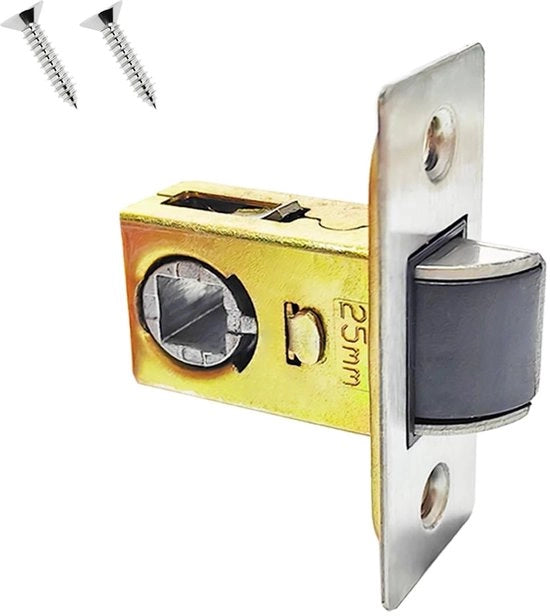Blocco di sicurezza per porte interne 25 mm - Blocco a foro morto - Blocco silenzioso - Piastra in acciaio inossidabile - Porte interne - Chiusura silenziosa - Blocco di sicurezza per slot