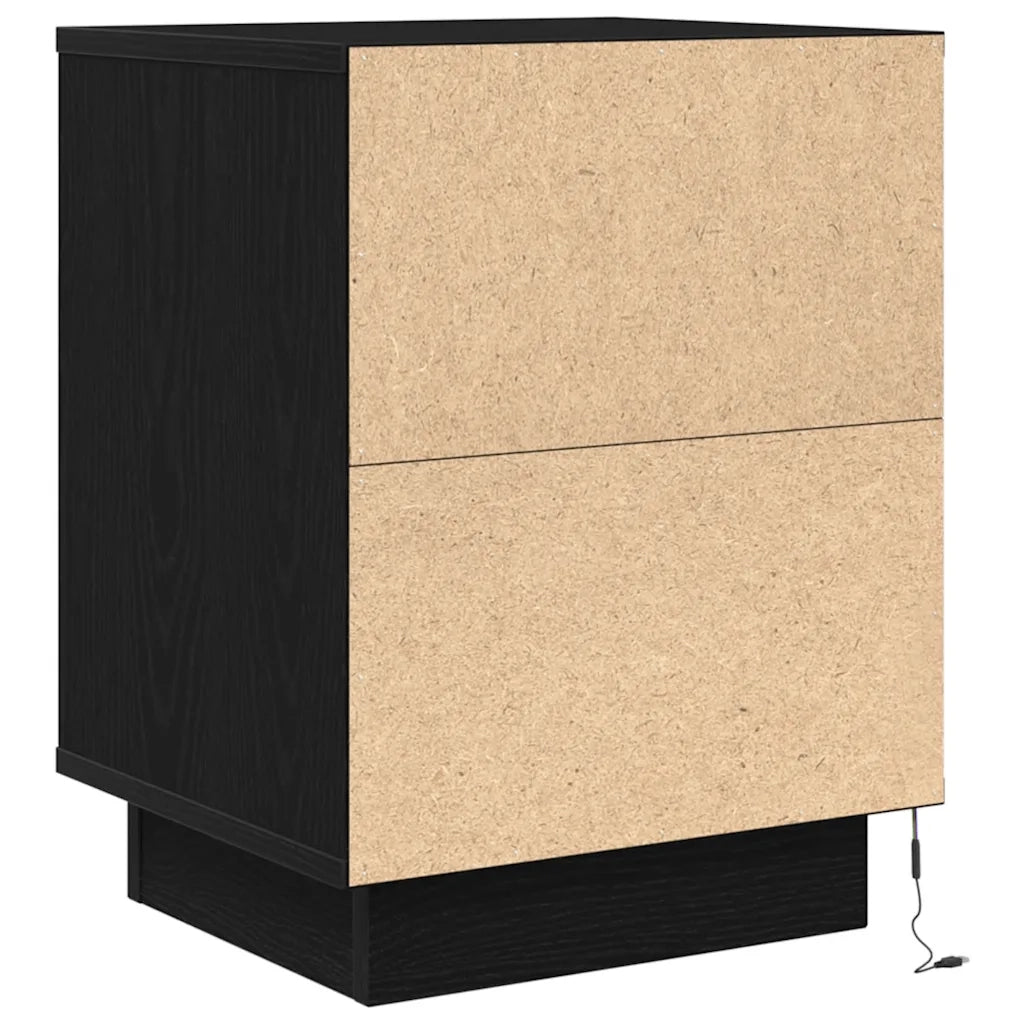 Comodini con Luci LED 2 pz Nero 38x34x50 cm 861268