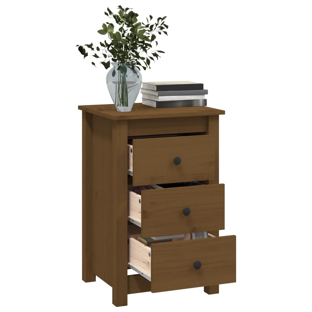 Comodini 2 pz-Set di 2 Tavolino da notte ambra 40x35x61,5 cm in Legno Massello di Pino 363759