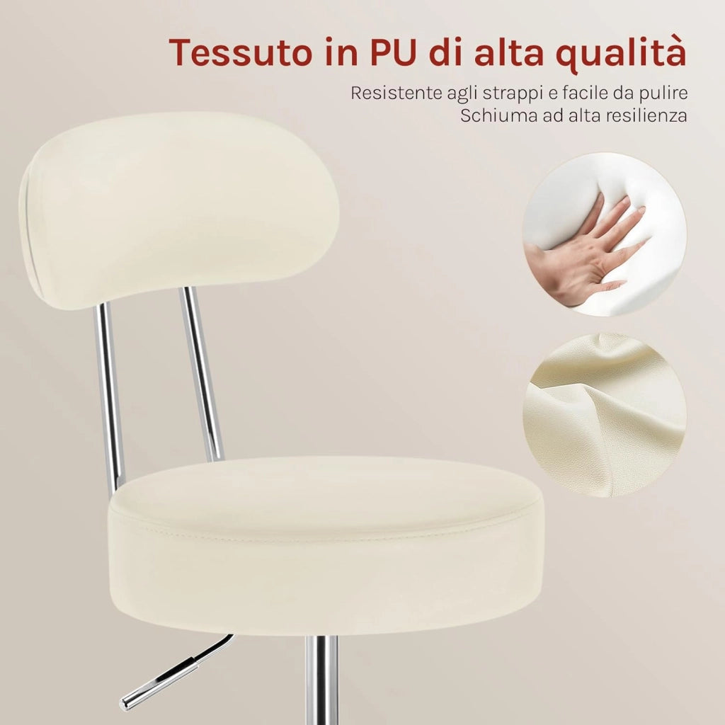 Sedie Ufficio Sedia da Scrivania Sgabelli con Schienale PU Cromato Girevole Moderno, per Ufficio, Salone, Massaggio, Toeletta Trucco, Crema