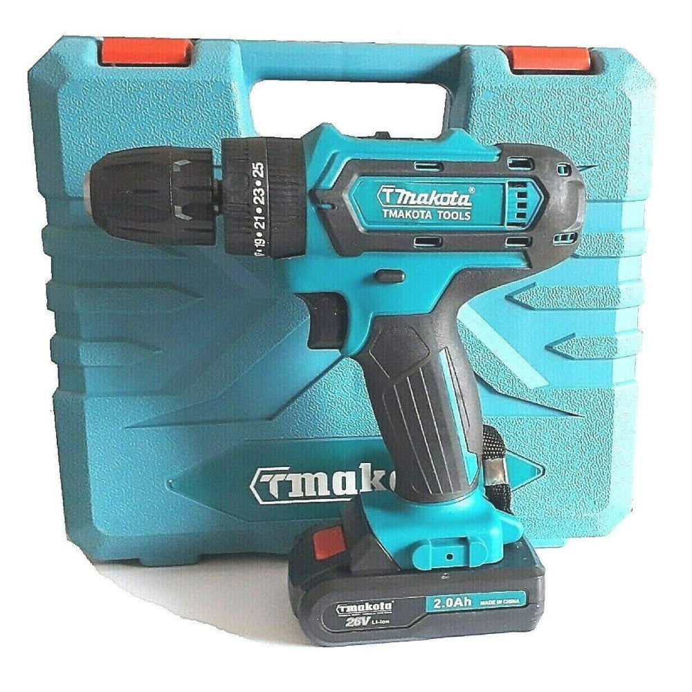 Trade Shop - Trapano Avvitatore A Batteria Litio A Percussione 26v Doppia Batteria + Valigia -