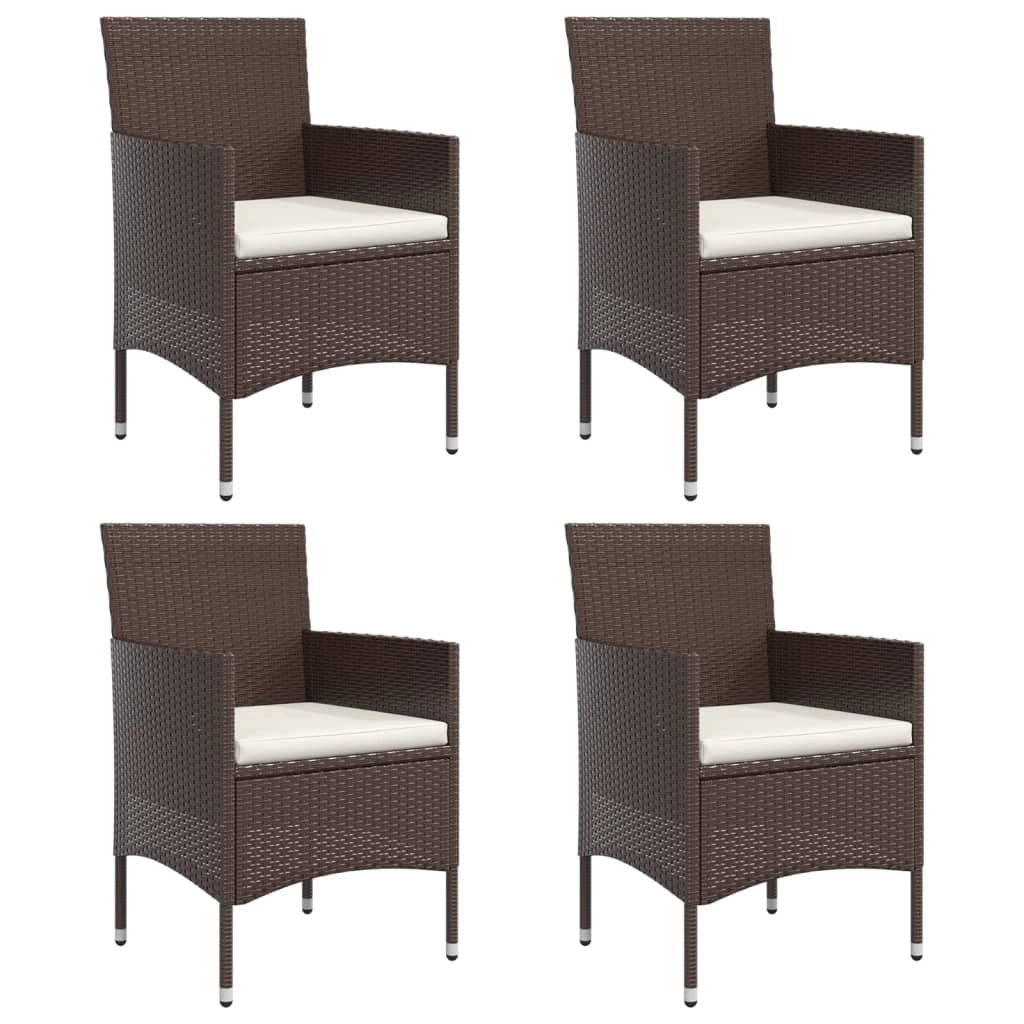 Set di mobili da pranzo da giardino marrone/nero da 5 pezzi con cuscini 02_0014617