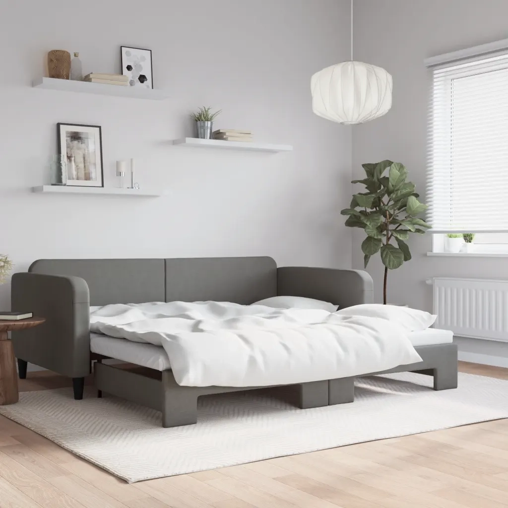 Divano letto | Sof¨¤ letto | Letto singolo Estraibile Grigio Scuro 90x190cm Tessuto