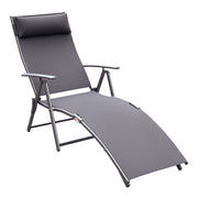 Poltrona da giardino pieghevole con schienale regolabile ¨C zephmum ¨C grigio 137x63.5x100.5 cm