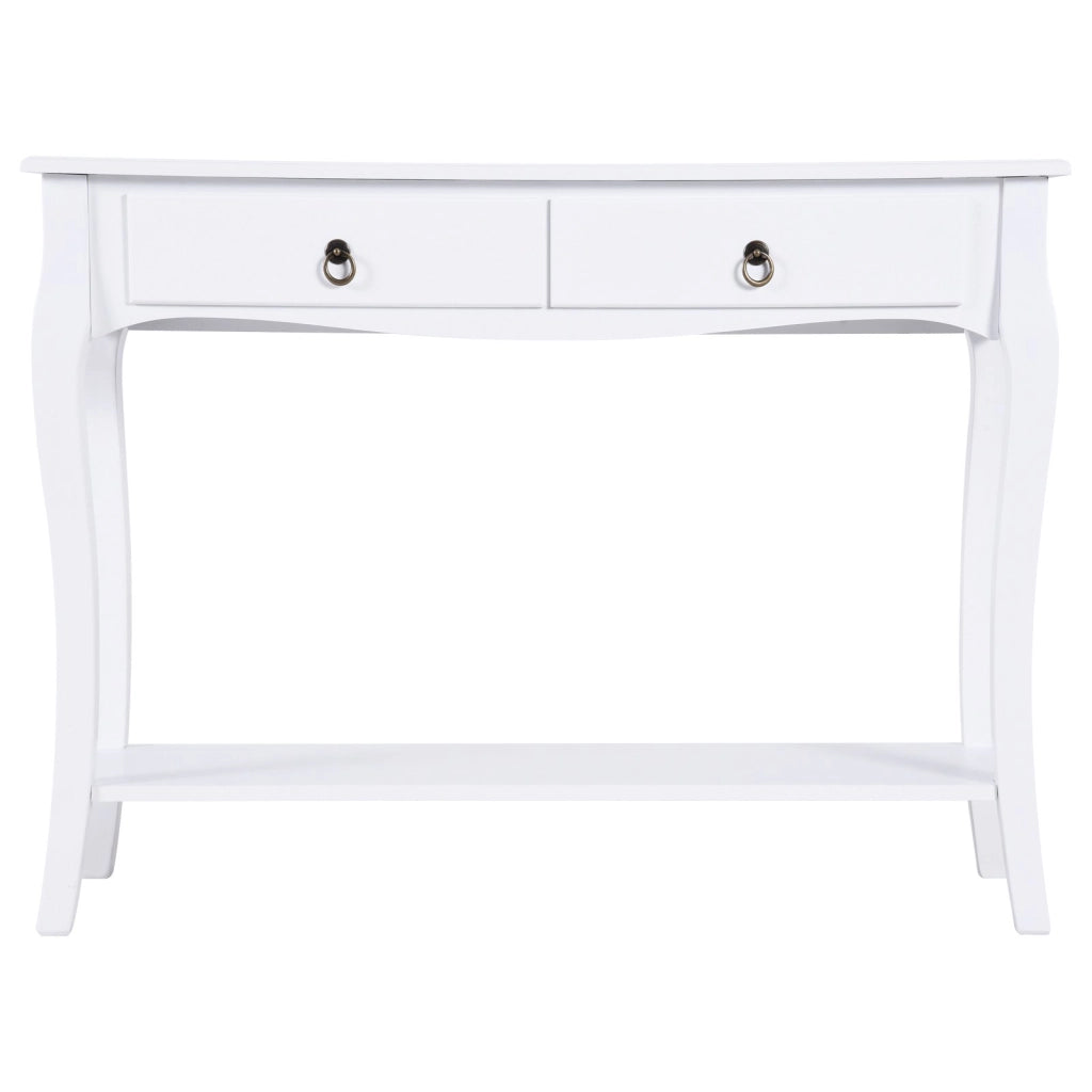 EasyComfort Mobiletto Tavolo Consolle da Ingresso Moderno con 2 Cassetti Casa Legno 100 × 33 × 75cm Bianco